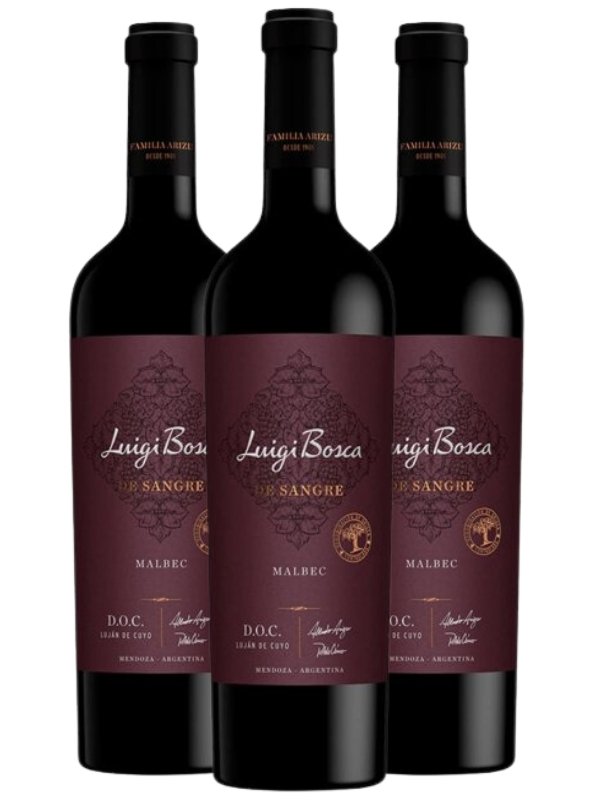 Kit 3 Garrafas Vinho Tinto Luigi Bosca Malbec DOC De Sangre 750 mL