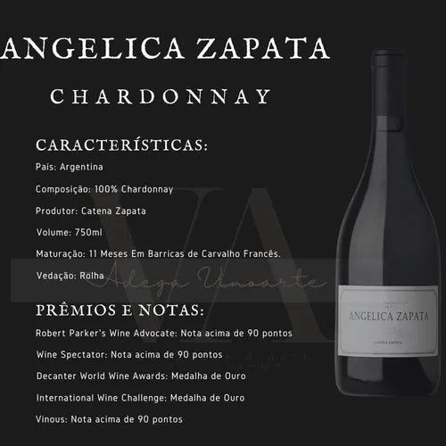 4 Unidades Vinho Argentino Tinto Angélica Zapata Chardonnay