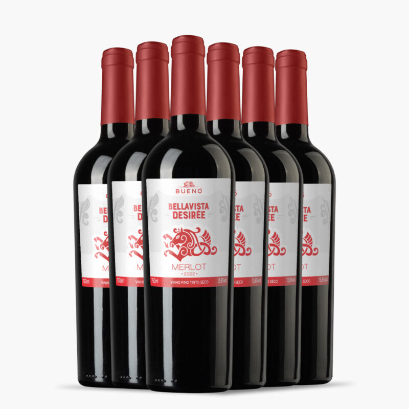 Kit 6x Vinho Bueno Vinhos Desirée Merlot 2023