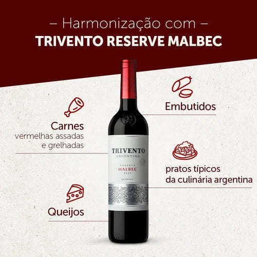 Vinho Argentino Tinto Reserva Trivento Malbec 750ml 